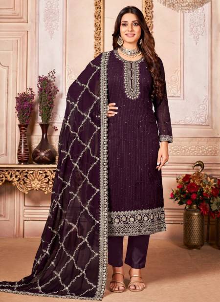 Purple Colour Twisha Vol 26 New latest Designer Festive Wear Faux Georgette Salwar Suit Collection 2612